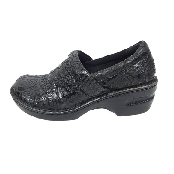b.o.c. Born Concept Black Peggy Clogs Tooled Leather Slip On Shoes Women Size 7 - Picture 7 of 12